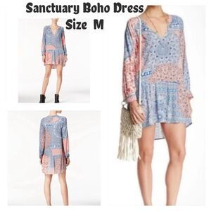 Sanctuary Boho Paisley Floral Patchwork Tunic Dress size M